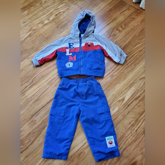 Vintage Elmo Sesame Street Kids Hoodie and Pants Set Boys Sz18 Months - Picture 1 of 14